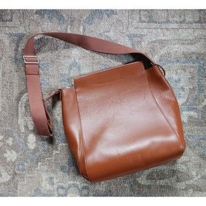 Everlane Cognac Brown Leather The Form Crossbody Bag Purse Italian Made